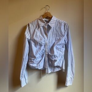 Alexander McQueen Striped Ruched Shirt – Size IT 40 – NWT
